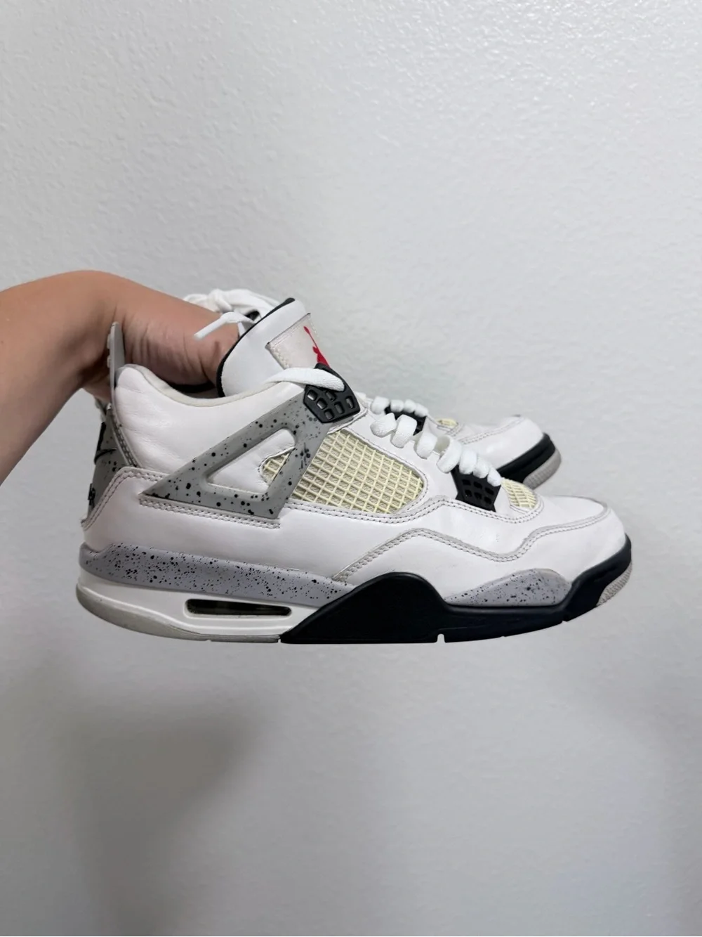 Jordan Retro 4 White Cement Grey Black Sneakers